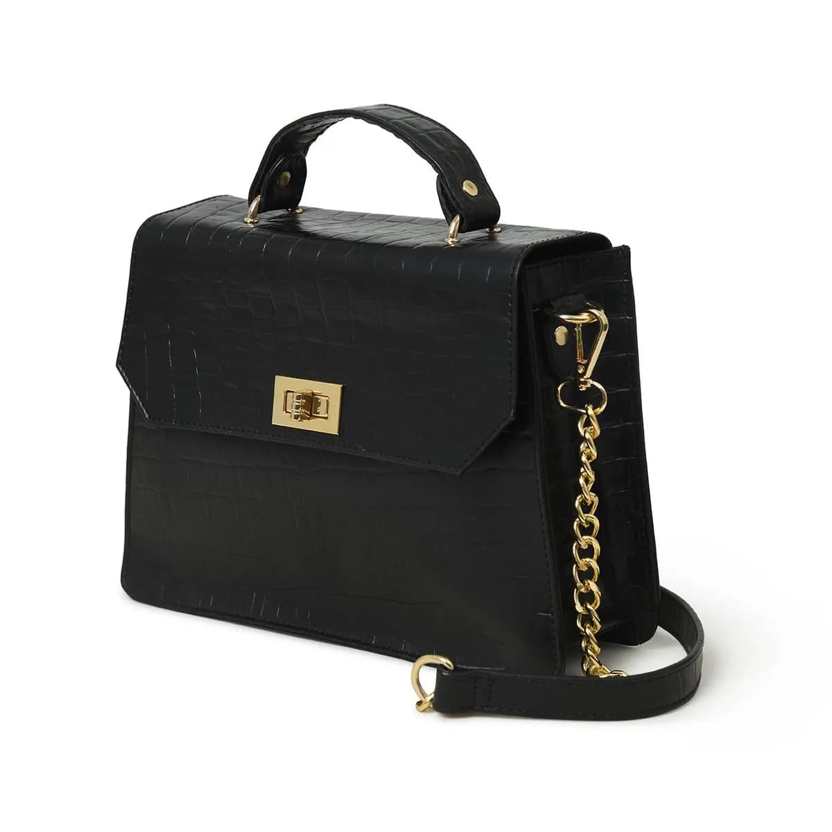 IndiFash - Handcrafted Unique Sling Buffalo Leather Bag for Women’s black thumbnail 2