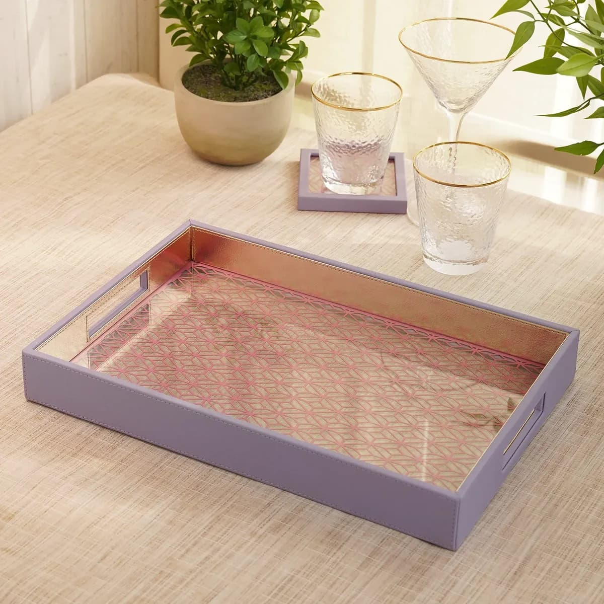 Purple & Pink Dual-Toned Faux Leather Tray