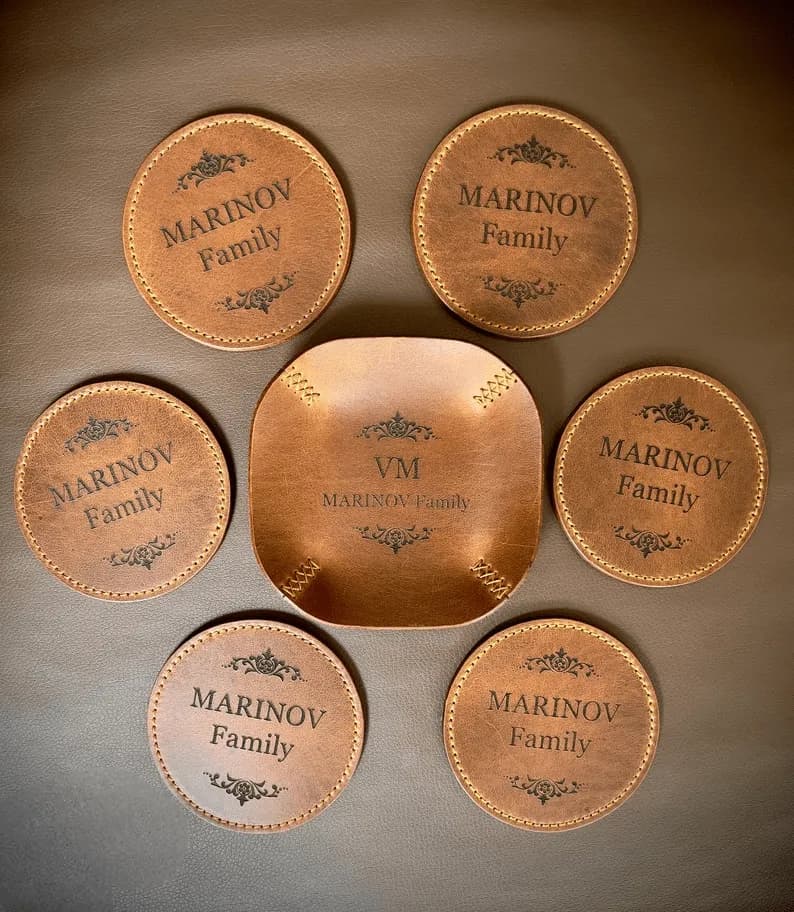 Round Leather Coasters thumbnail 3