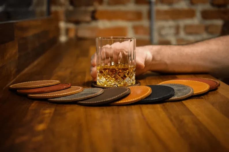 Round Leather Coasters thumbnail 4