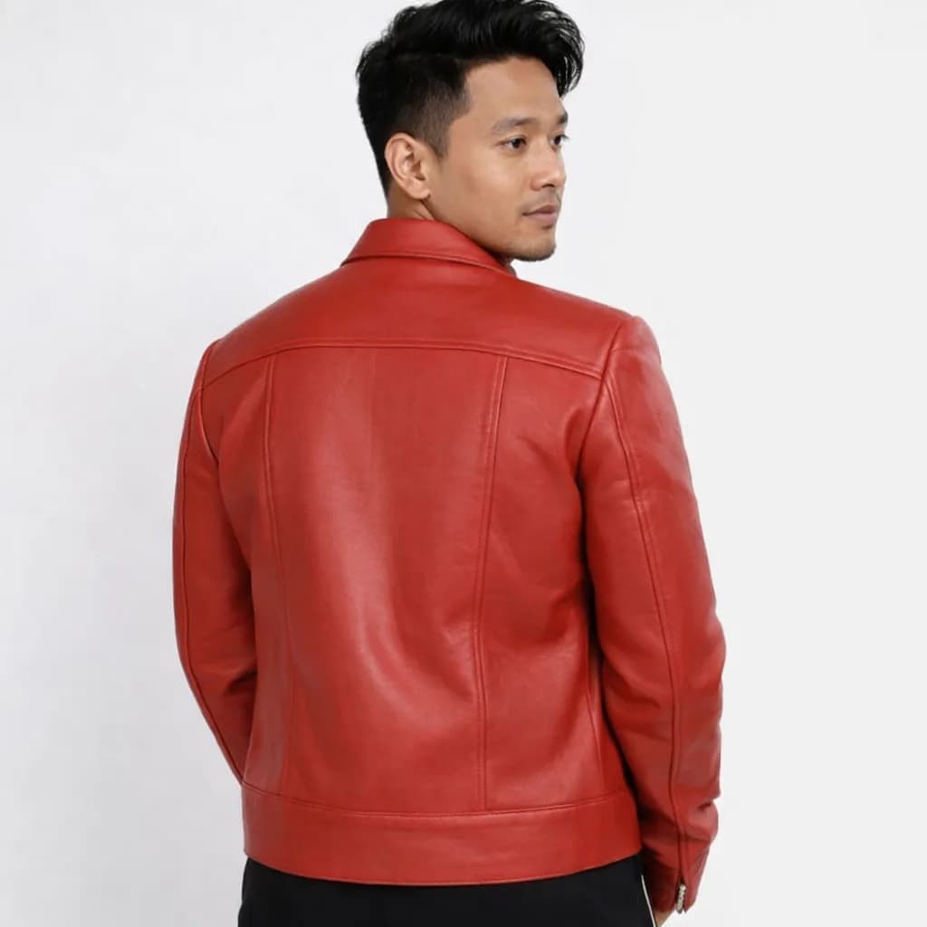 Rudra Red Genuine Leather Jacket for Men thumbnail 3