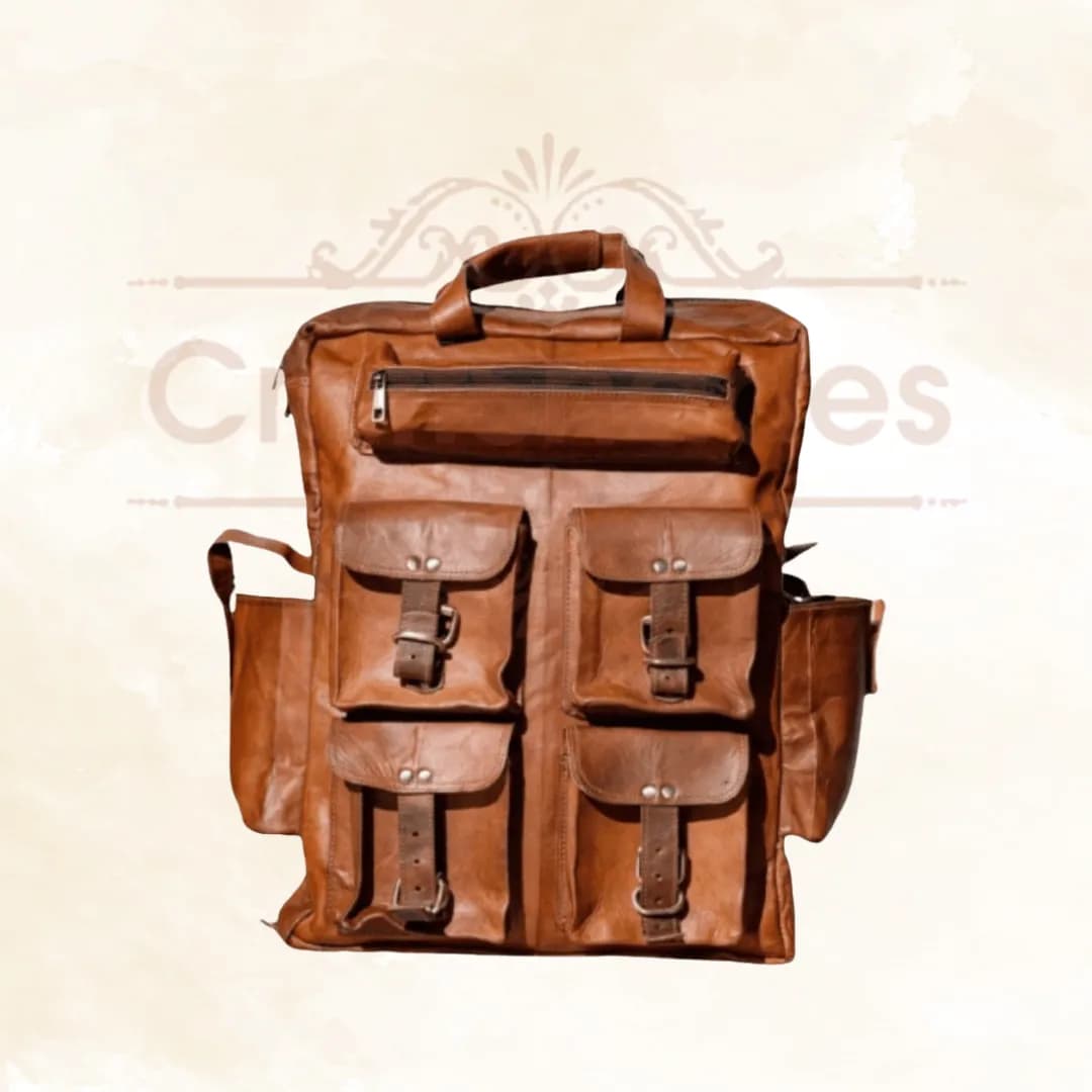 IndiFash - Seven Pocket Goat Leather Backpack | Unisex thumbnail 2