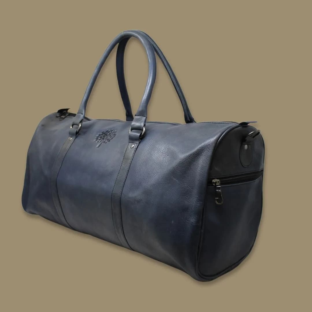 Shivansh Blue Genuine Leather Duffle Weekender Bag-Gs thumbnail 2