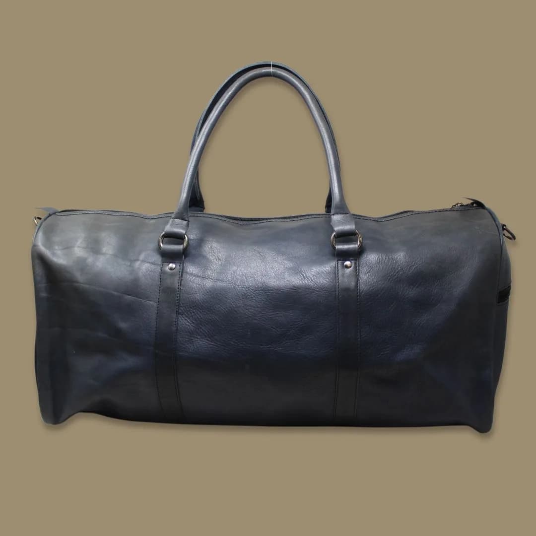 Shivansh Blue Genuine Leather Duffle Weekender Bag-Gs thumbnail 3