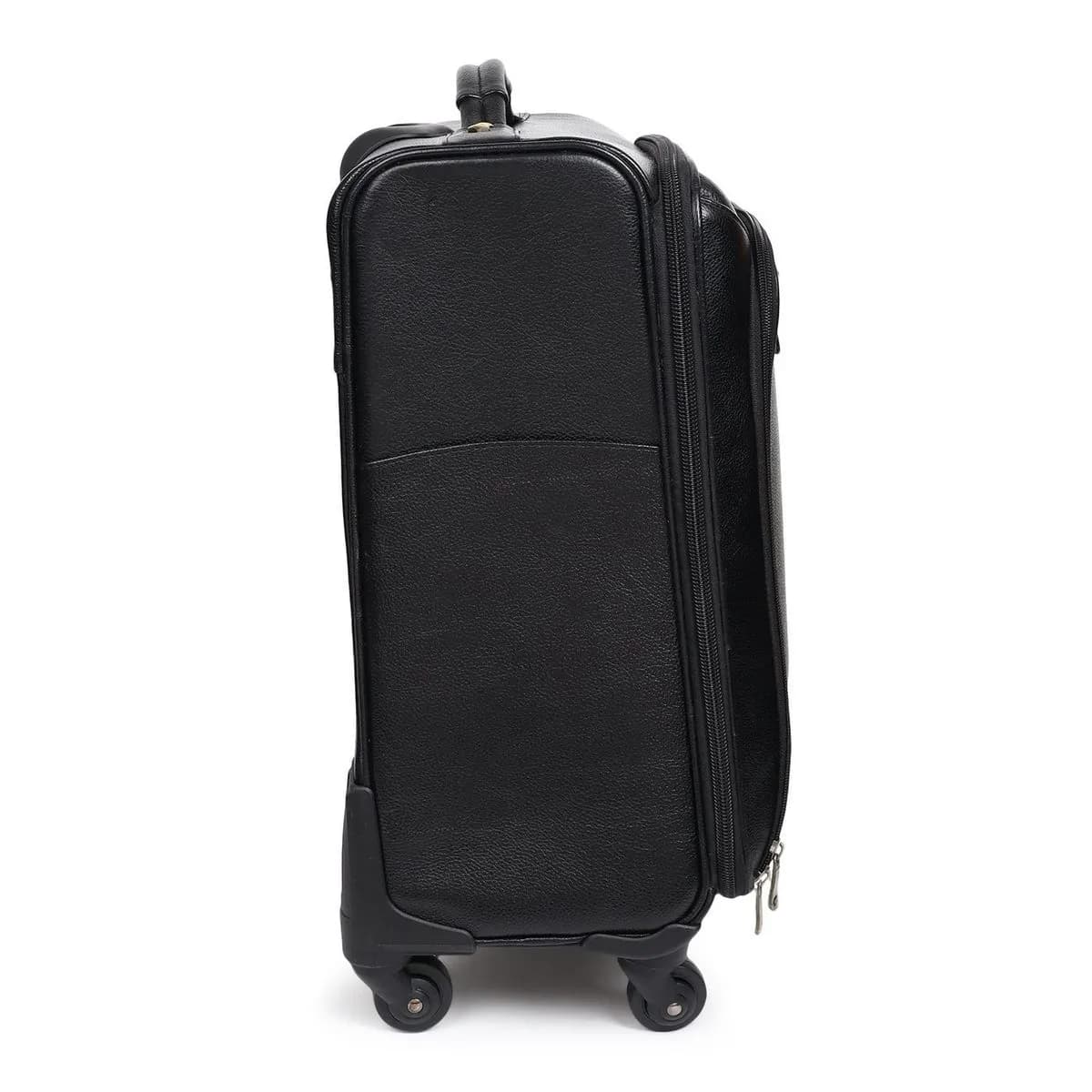 Timeless Black Leather Trolley Suitcase thumbnail 8