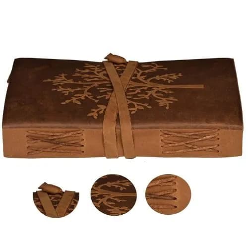 IndiFash - Tree Embossed Leather Diary, Brown Colour Antique Handmade Leather Bound Notepad for Men and Women 7 x 5 Inches, Gift for any one (VINTAGE TREE) thumbnail 3