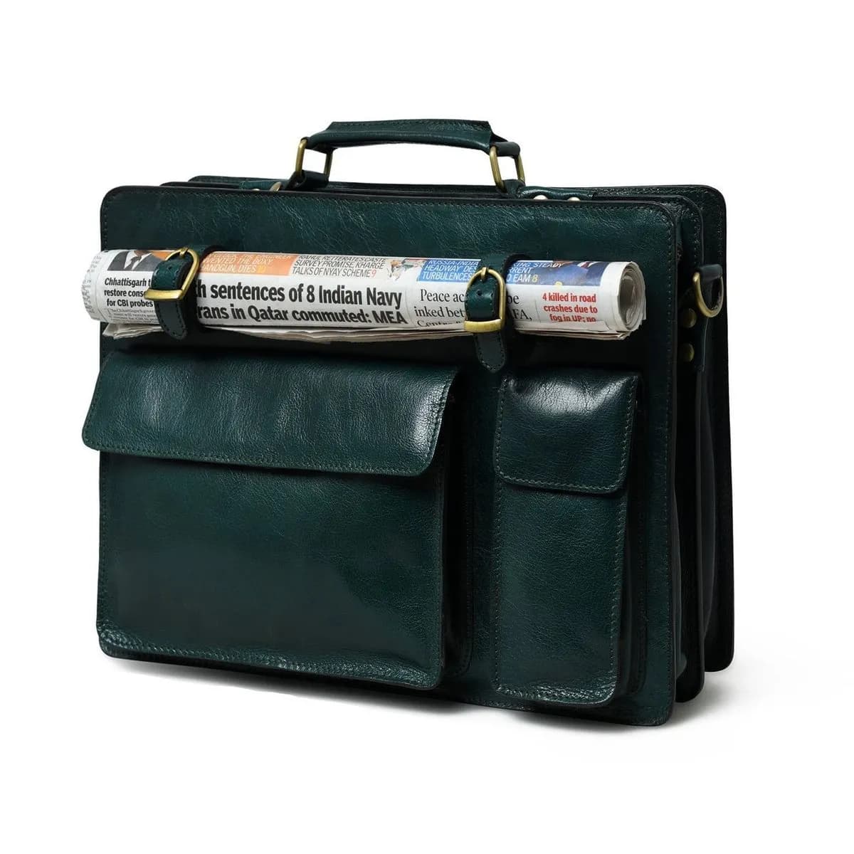 Tuscany Italian Leather Briefcase, Green thumbnail 2