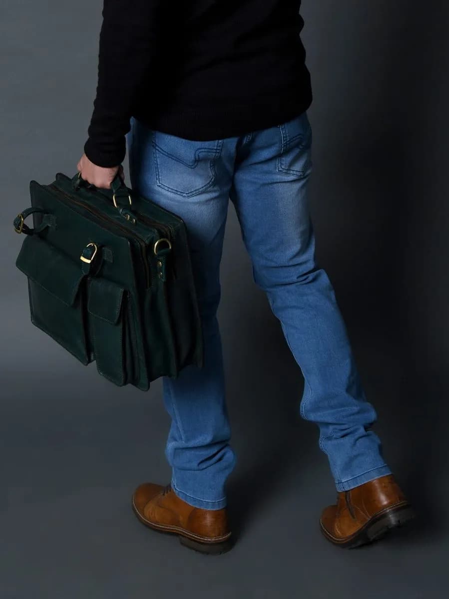 Tuscany Italian Leather Briefcase, Green thumbnail 5