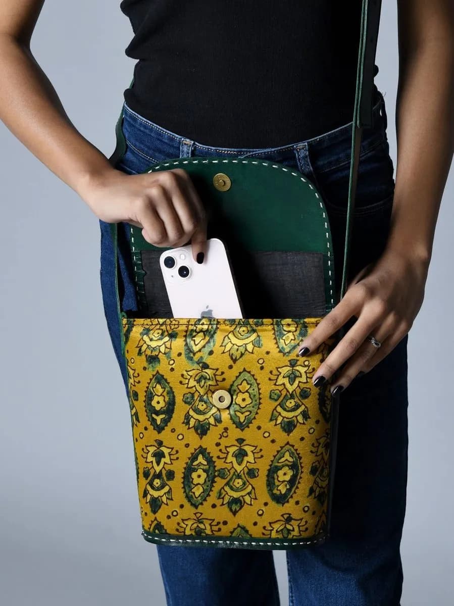 Vibrant Heritage Ajrakh Satchel thumbnail 6