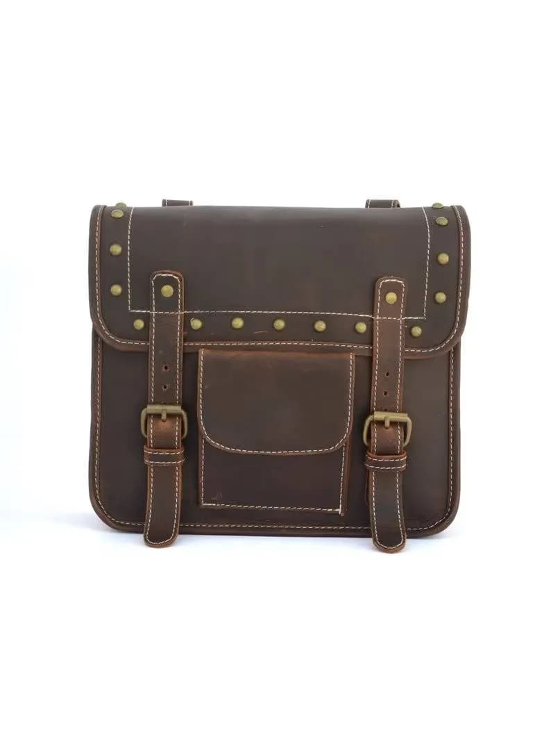 IndiFash Leather Bike Bag saddle bag bags panniers bag Saddlebags Side Leather Motorcycle Side Panniers Bag brown color (Copy) thumbnail 2