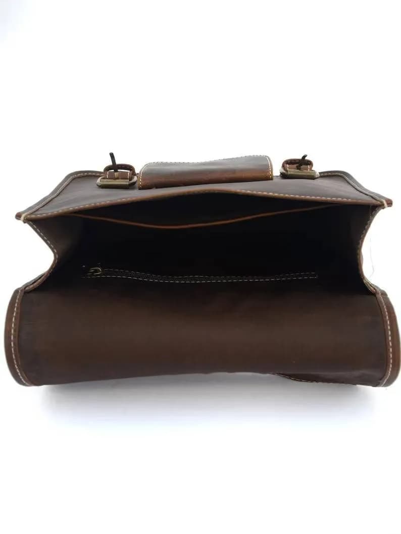 IndiFash Leather Bike Bag saddle bag bags panniers bag Saddlebags Side Leather Motorcycle Side Panniers Bag brown color (Copy) thumbnail 3