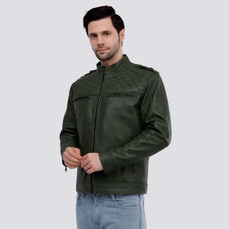 VOLT Grey Leather Jacket thumbnail 13