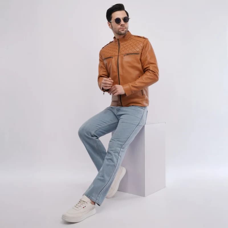 VOLT Olive Green Leather Jacket thumbnail 4