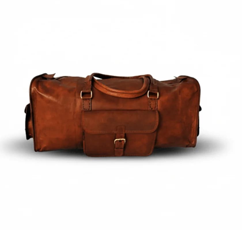 IndiFash - Edge Handcrafted 24″ Duffle Leather Bag (Brown) | 100% Genuine Leather