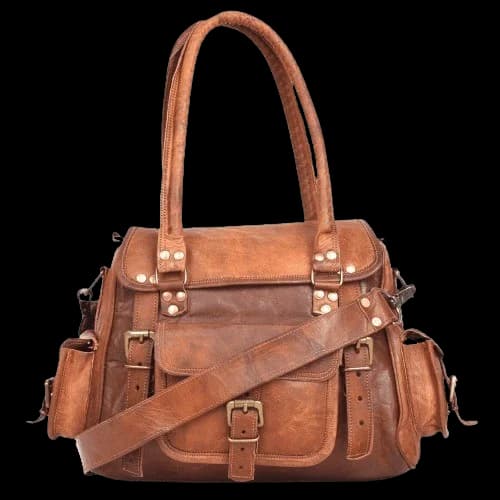 IndiFash - 13 Inch Handcrafted Leather Women’s brown Tote Bag | 100% Genuine Leather
