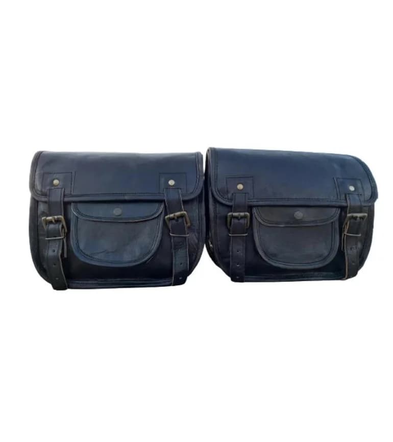 IndiFash Motorcycle Saddlebags Leather Bag Black Saddle Panniers Bags Large Bike Luggage 2 BAGS
