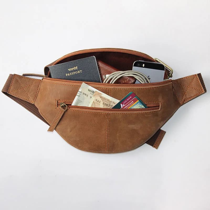 Leather Waist Bag Brown