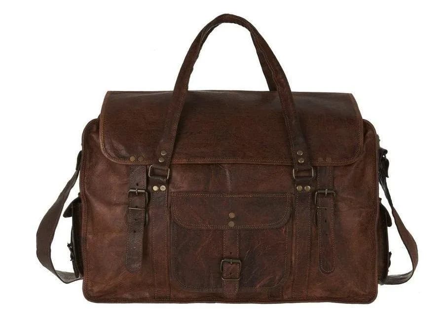 IndiFash - 20 Inch Handcrafted Travel Duffle Goat Leather Bag | 100 Genuine Leather