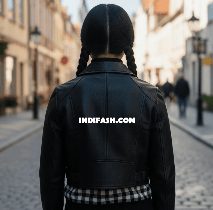 Wednesday Addams NetFlix Leather Jacket - Detail