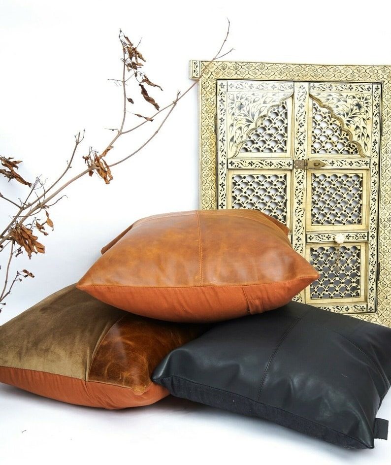 100% Buffalo Leather Sofa Cushion cover thumbnail 3