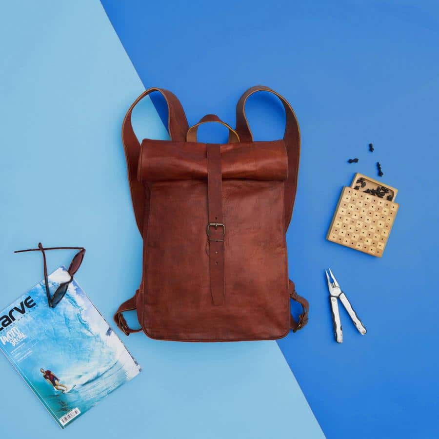 Leather office school college Side bag shoulder bag | Men’s Roll-top Leather Bags thumbnail 2