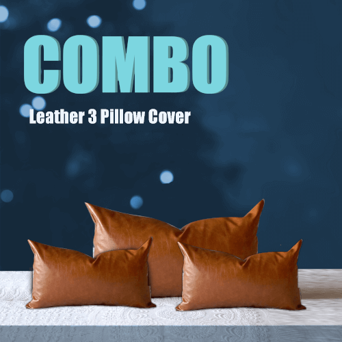 100% Goat Leather 3 Pillow Cover - Sofa Cushion Case