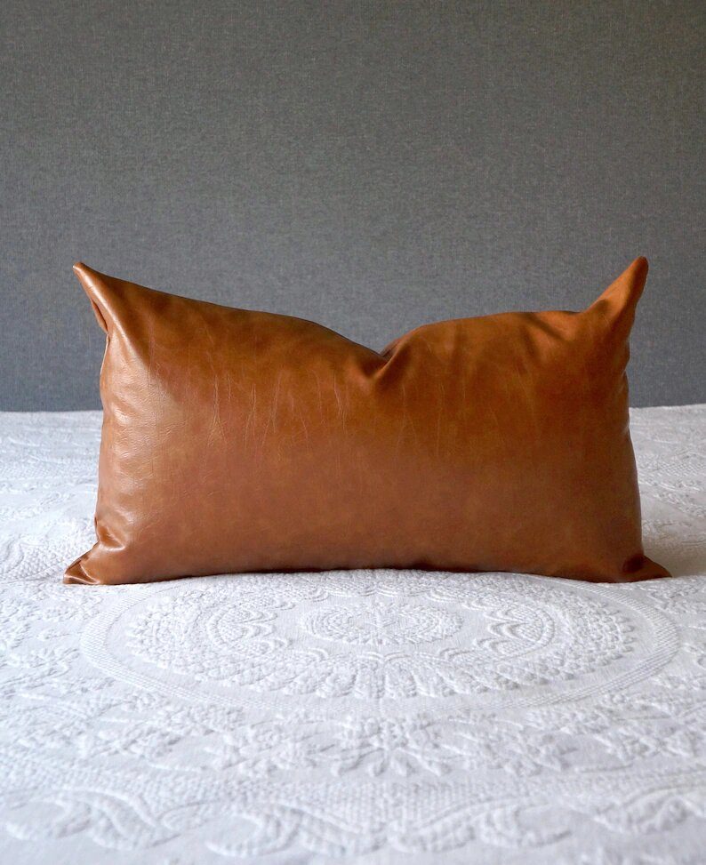 100% Goat Leather 3 Pillow Cover - Sofa Cushion Case thumbnail 2