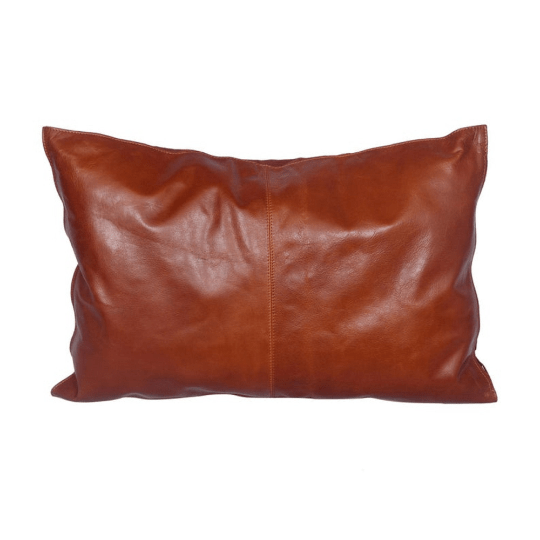 100% Goat Leather Pillow Cover - Sofa Cushion Case - Decorative Throw Covers for Living Room & Bedroom - Light Brown Pack of 1 thumbnail 3