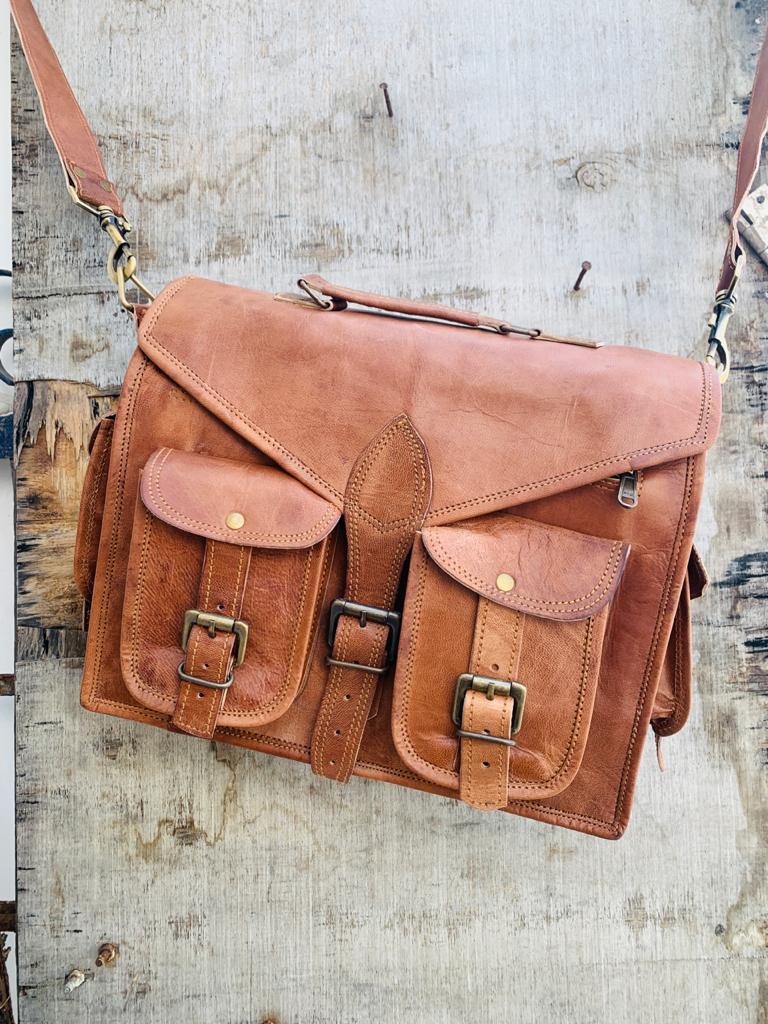 IndiFash - Handcrafted Satchel Leather Bag | 100% Genuine Leather thumbnail 3