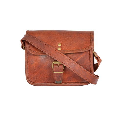 IndiFash - 5″7 Single Strip Handcrafted Messenger Leather Bag | 100% Genuine Leather