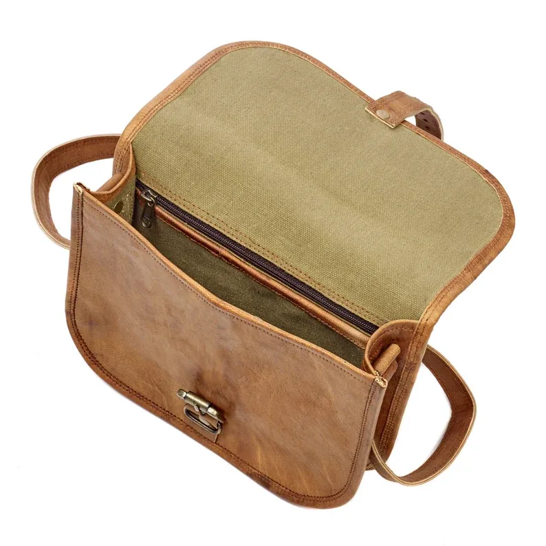 IndiFash - 5″7 Single Strip Handcrafted Messenger Leather Bag | 100% Genuine Leather thumbnail 3