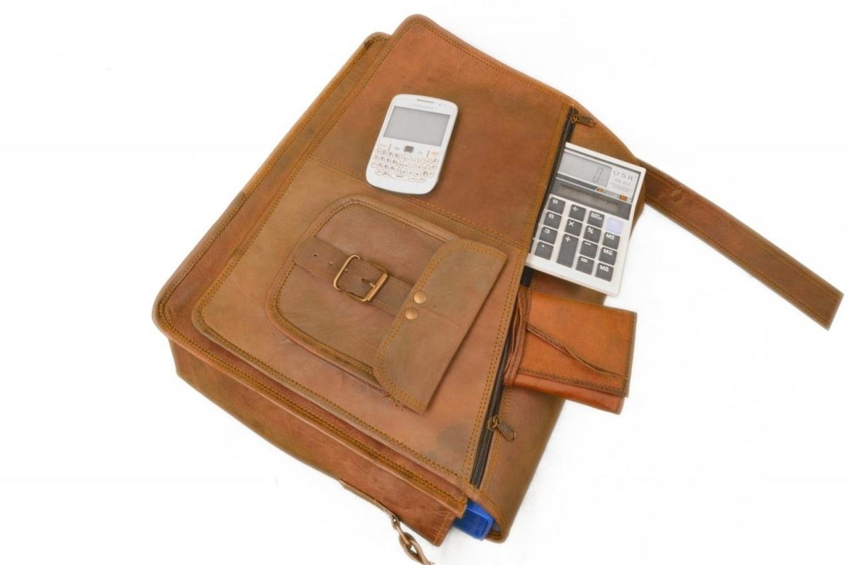 15 Inches Luxury Style Genuine Leather Cross Body Shoulder Bag Handmade Bag thumbnail 3