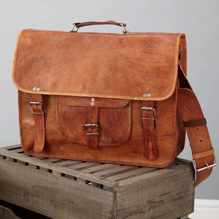 IndiFash - Vintage Single Pocket 13″10 Handcrafted Leather Laptop Bag | 100% Genuine Leather