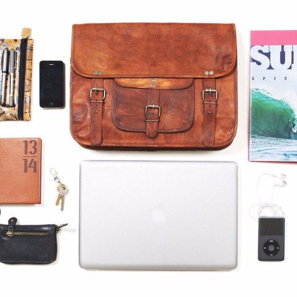 IndiFash - Vintage Single Pocket 13″10 Handcrafted Leather Laptop Bag | 100% Genuine Leather thumbnail 3