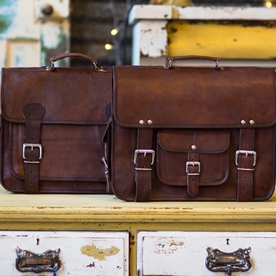 IndiFash - Vintage Single Pocket 13″10 Handcrafted Leather Laptop Bag | 100% Genuine Leather thumbnail 5
