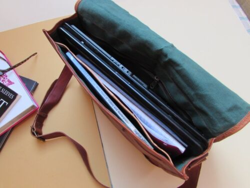 IndiFash - Vintage Double Strip Plain 10*13″ Handcrafted Goat Leather Laptop Bag | 100% Genuine Leather thumbnail 3