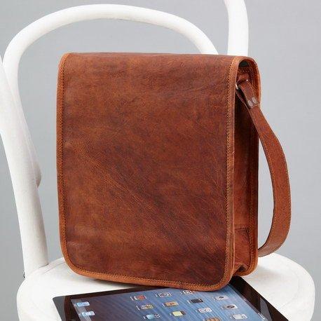 IndiFash - 15″11 Vintage Handcrafted Leather Laptop Bag without Pocket | 100% Genuine Leather