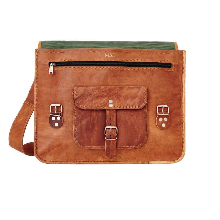 IndiFash - Vintage Single Pocket 15″11 Handcrafted Leather Laptop Bag | 100% Genuine Leather thumbnail 3