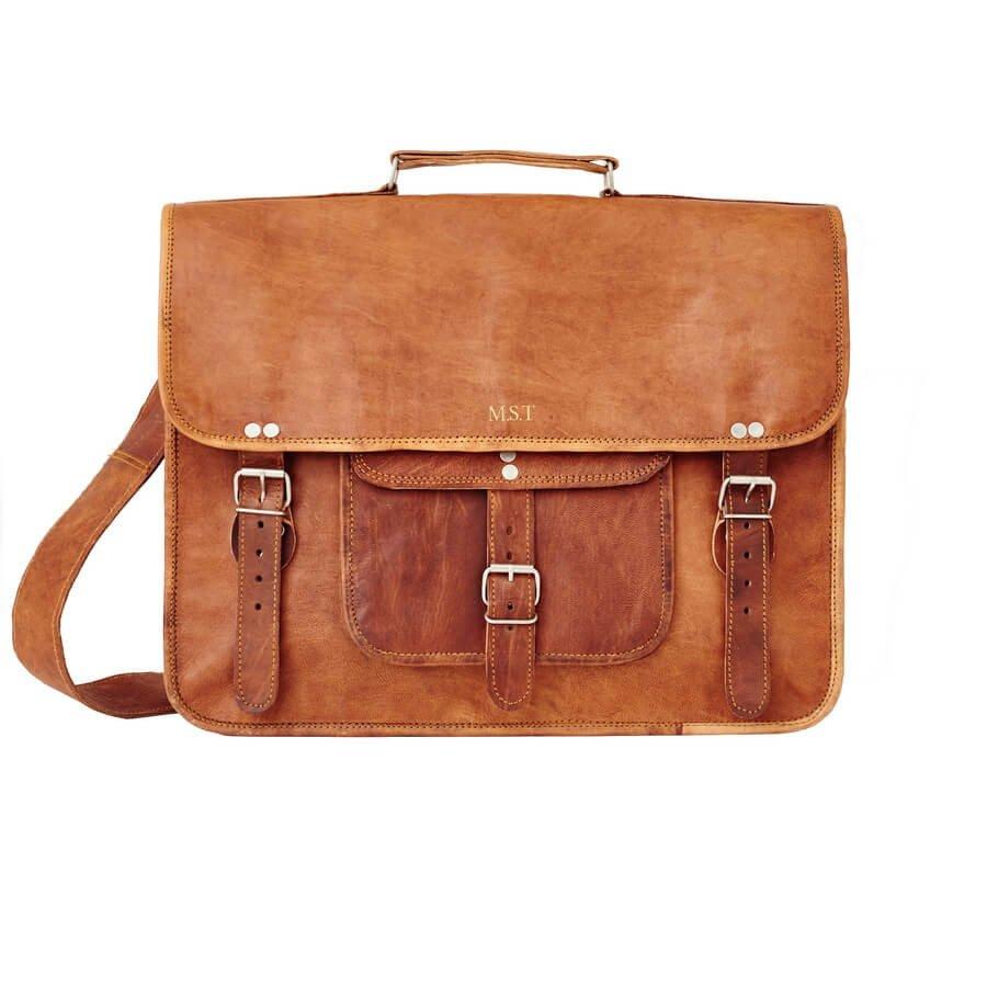 IndiFash - Vintage Single Pocket 15″11 Handcrafted Leather Laptop Bag | 100% Genuine Leather thumbnail 6