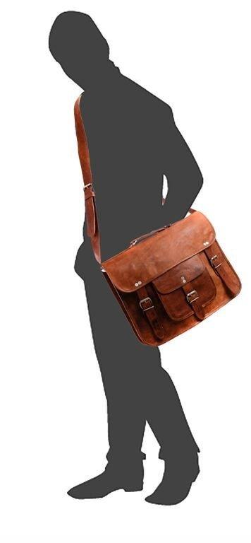 IndiFash - Vintage Single Pocket 15″11 Handcrafted Leather Laptop Bag | 100% Genuine Leather thumbnail 7