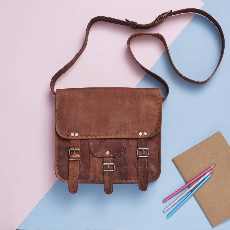 IndiFash - 16″ Dark Brown Single Pocket Handcrafted Vintage Leather Laptop Bag | 100% Genuine Leather