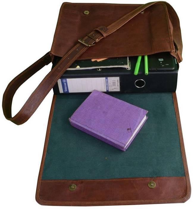 IndiFash - 16″12 Dark Brown Vintage Handcrafted Leather Laptop Bag without Pocket | 100% Genuine Leather thumbnail 4