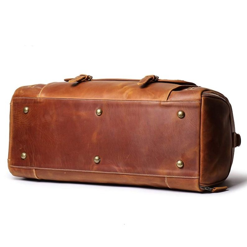 IndiFash: 20 inch Buffalo Leather Duffle Bag with Shoes Compartment| 100% Genuine Leather thumbnail 4