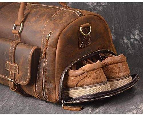 24 inch Buffalo Leather Duffle Bag with Shoes Compartment thumbnail 2