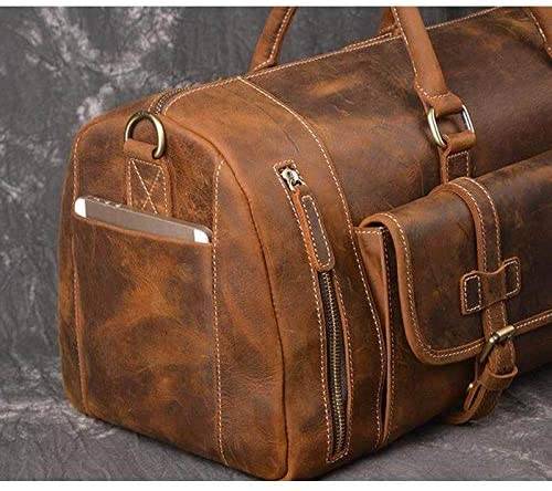 24 inch Buffalo Leather Duffle Bag with Shoes Compartment thumbnail 5