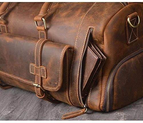 24 inch Buffalo Leather Duffle Bag with Shoes Compartment thumbnail 7