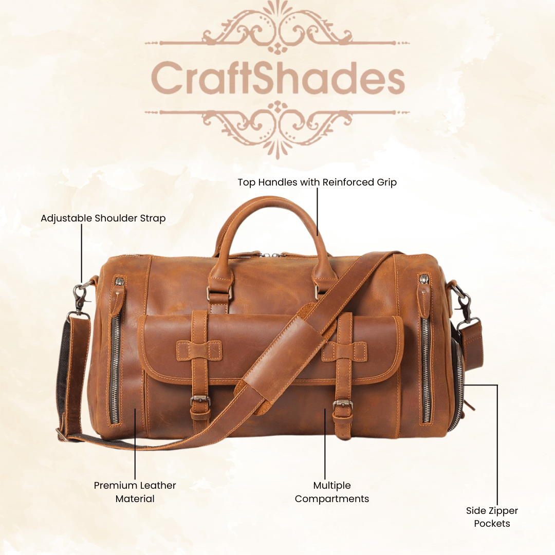 22 inch Buffalo Leather Duffle Bag with Shoes Compartment thumbnail 3