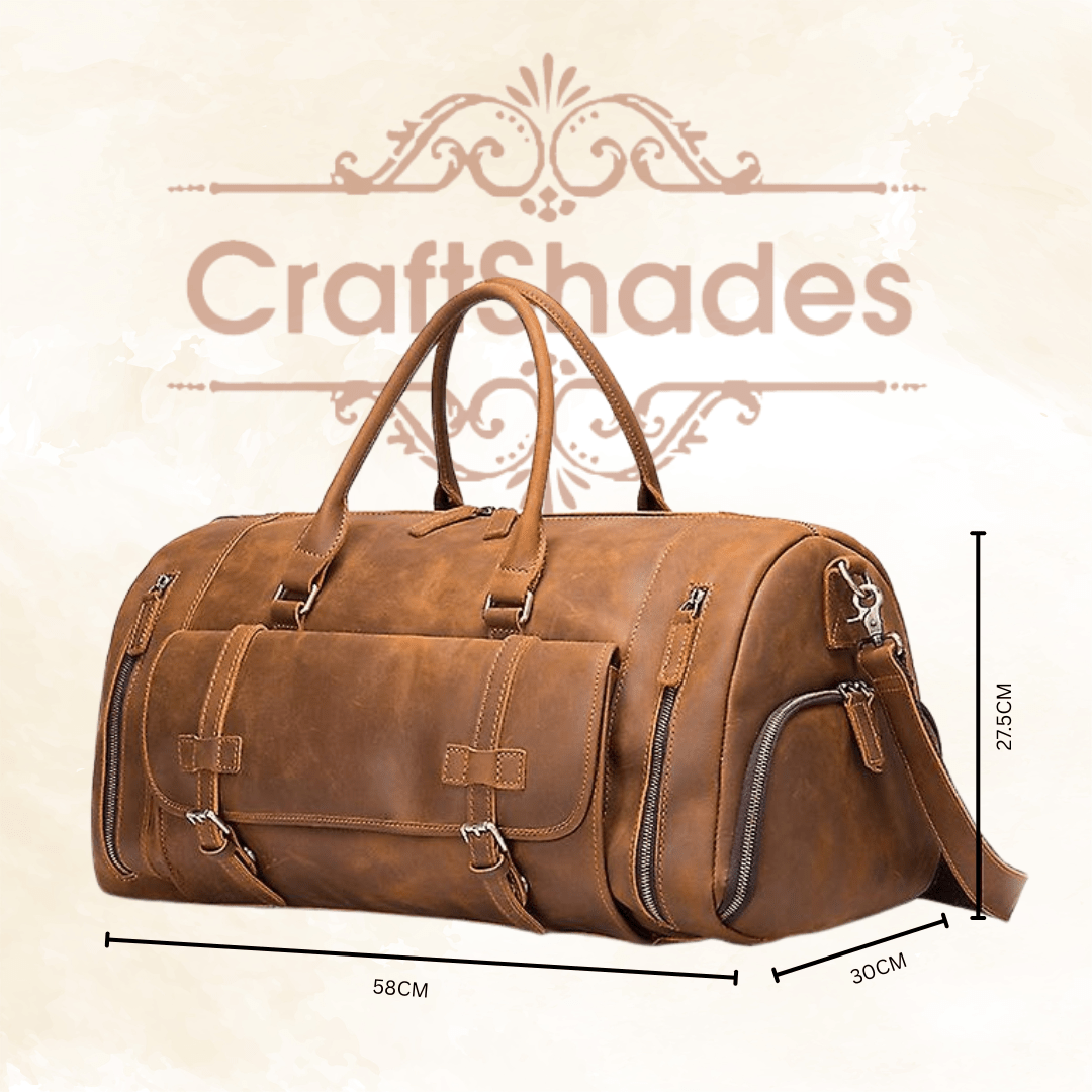 22 inch Buffalo Leather Duffle Bag with Shoes Compartment thumbnail 4