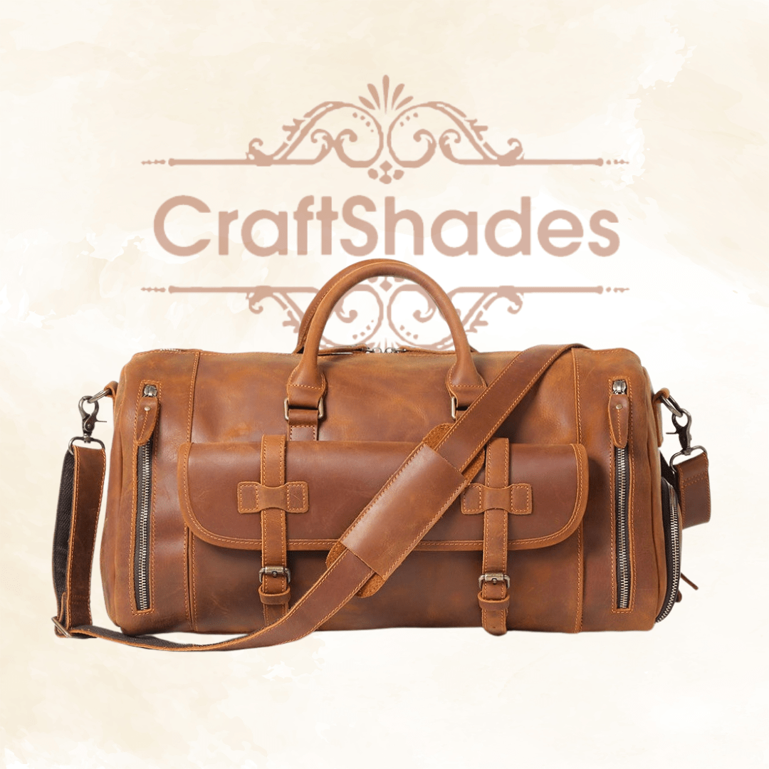 22 inch Buffalo Leather Duffle Bag with Shoes Compartment thumbnail 6
