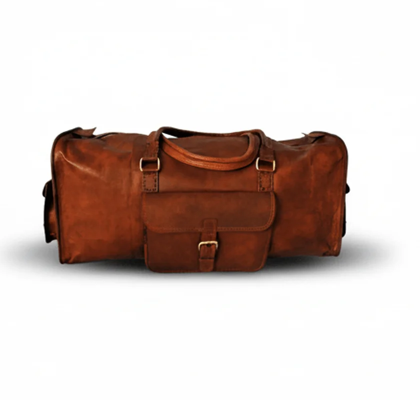 IndiFash - Edge Handcrafted 24″ Duffle Leather Bag (Brown) | 100% Genuine Leather